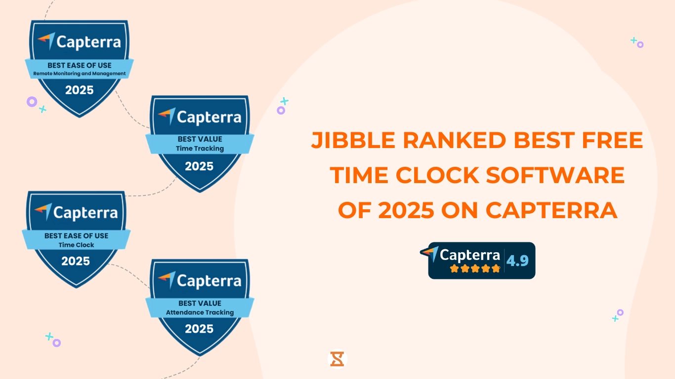 Jibble ranked best free time clock software of 2025 by Capterra