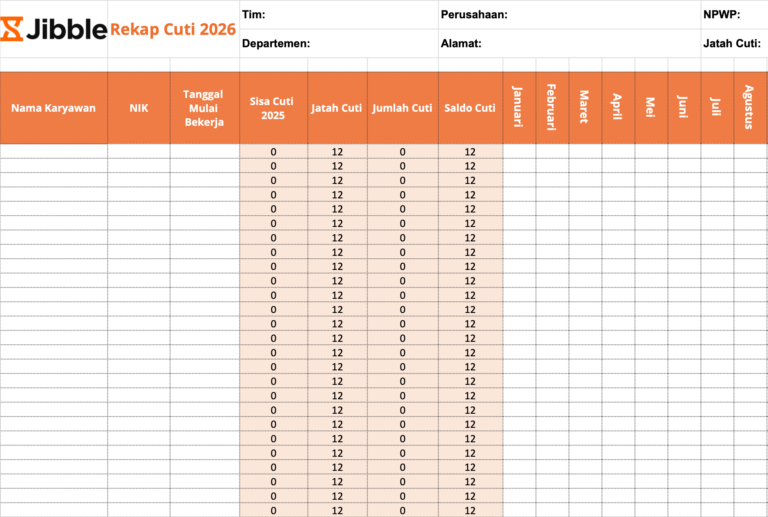 Contoh jadwal cuti tahunan karyawan