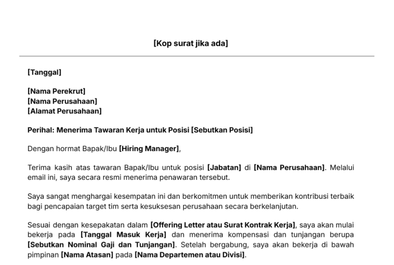 Contoh balasan email tawaran kerja