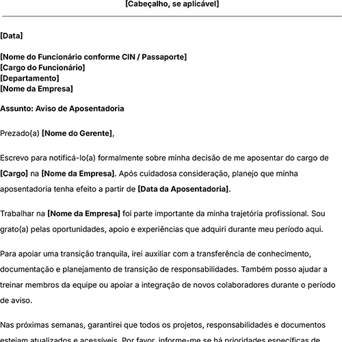 ícone do modelo de carta de aposentadoria