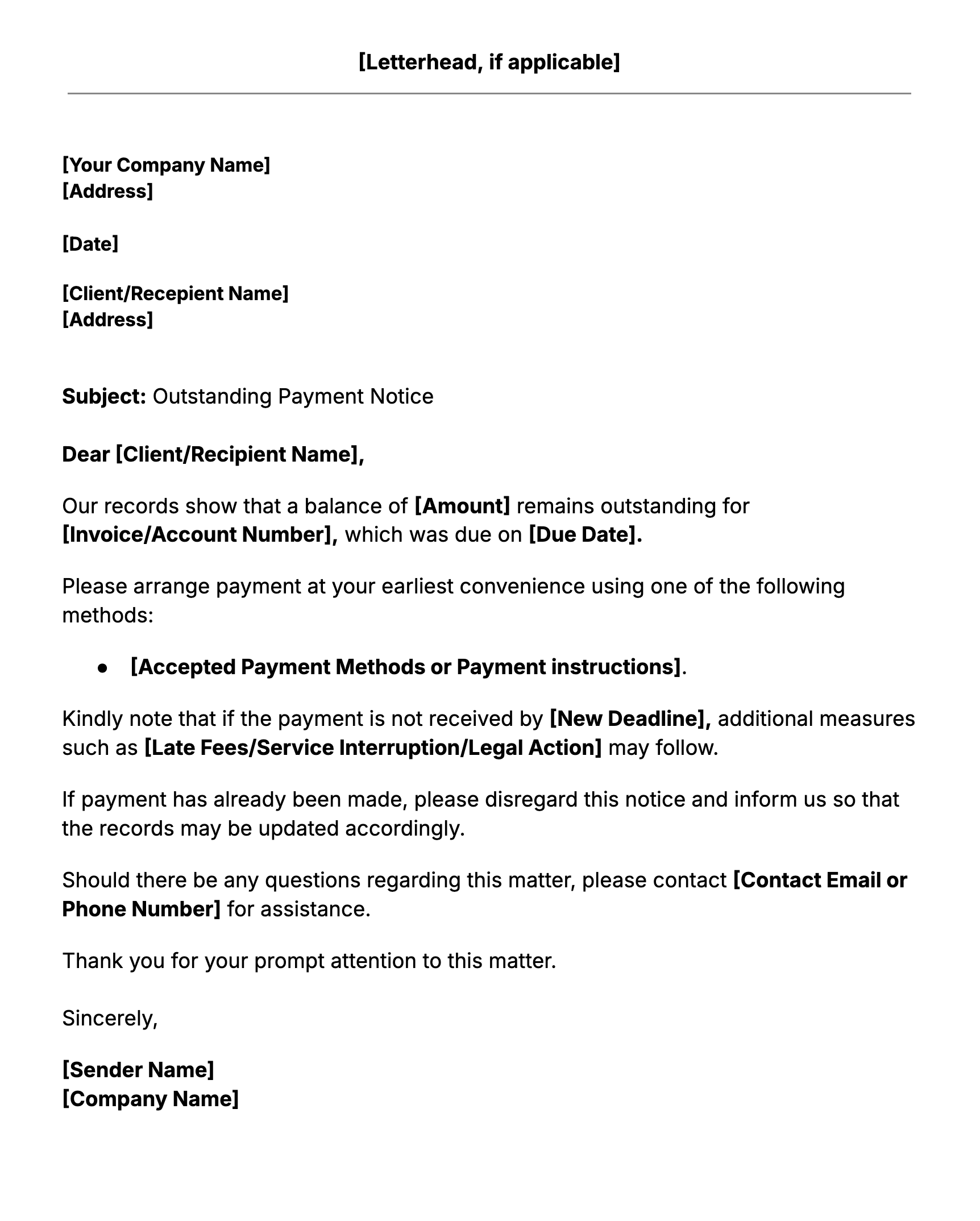 collection letter template