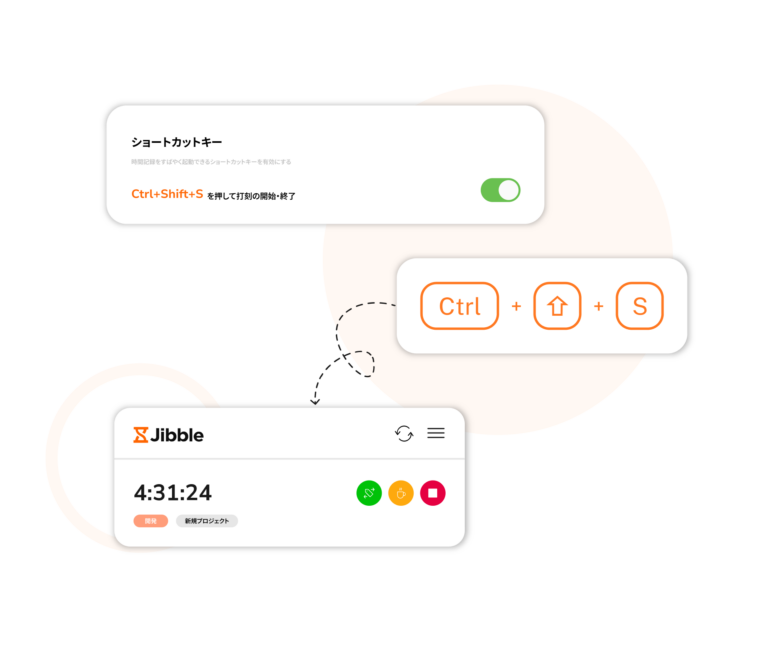 キーボードショートカットで時間を記録