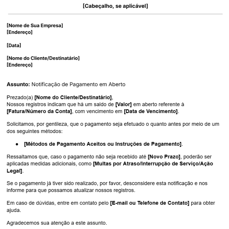 ícone do modelo de carta de cobrança