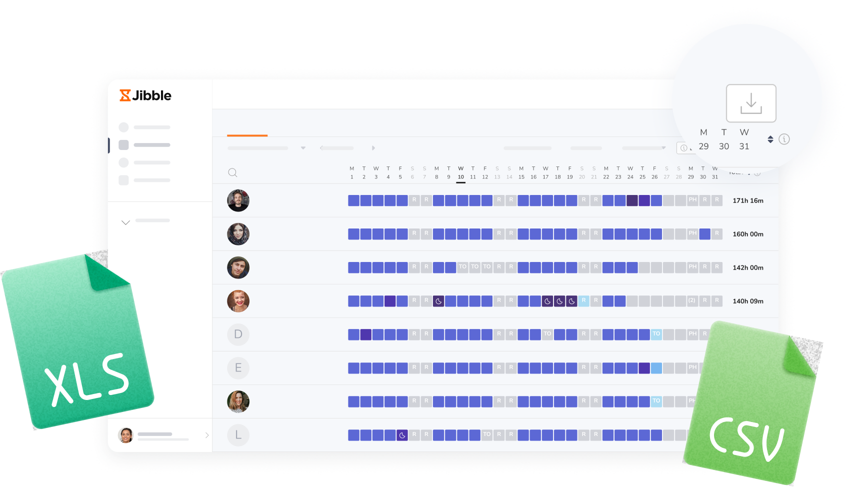 Exporting timesheets via web app
