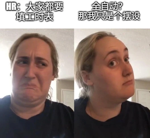 关于工时表的怀疑女性表情包