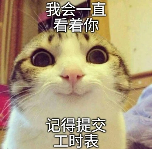 一个提醒提交工时表的可爱猫咪。