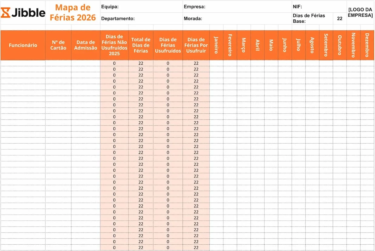 Mapa de Férias de 2026 para Empresas em Portugal