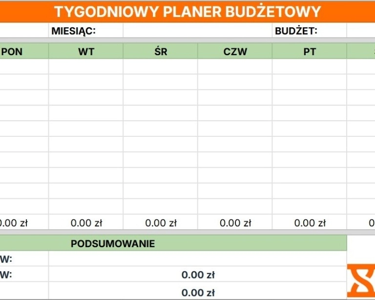 Tygodniowy planer budżetowy od Jibble.