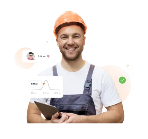 Un jefe de obra controla la asistencia y las horas trabajadas con el software de control horario Jibble
