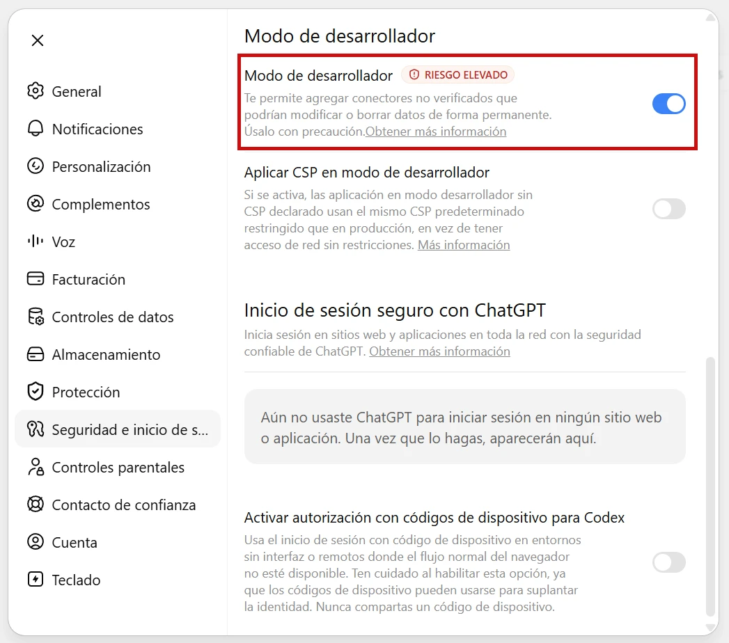 Cómo habilitar el modo de desarrollador en ChatGPT para Jibble MCP