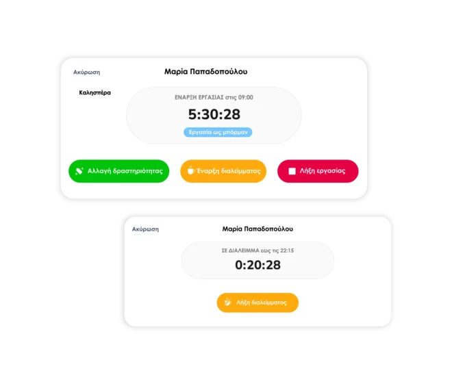 οι ώρες καταγράφονται σε πραγματικό χρόνο