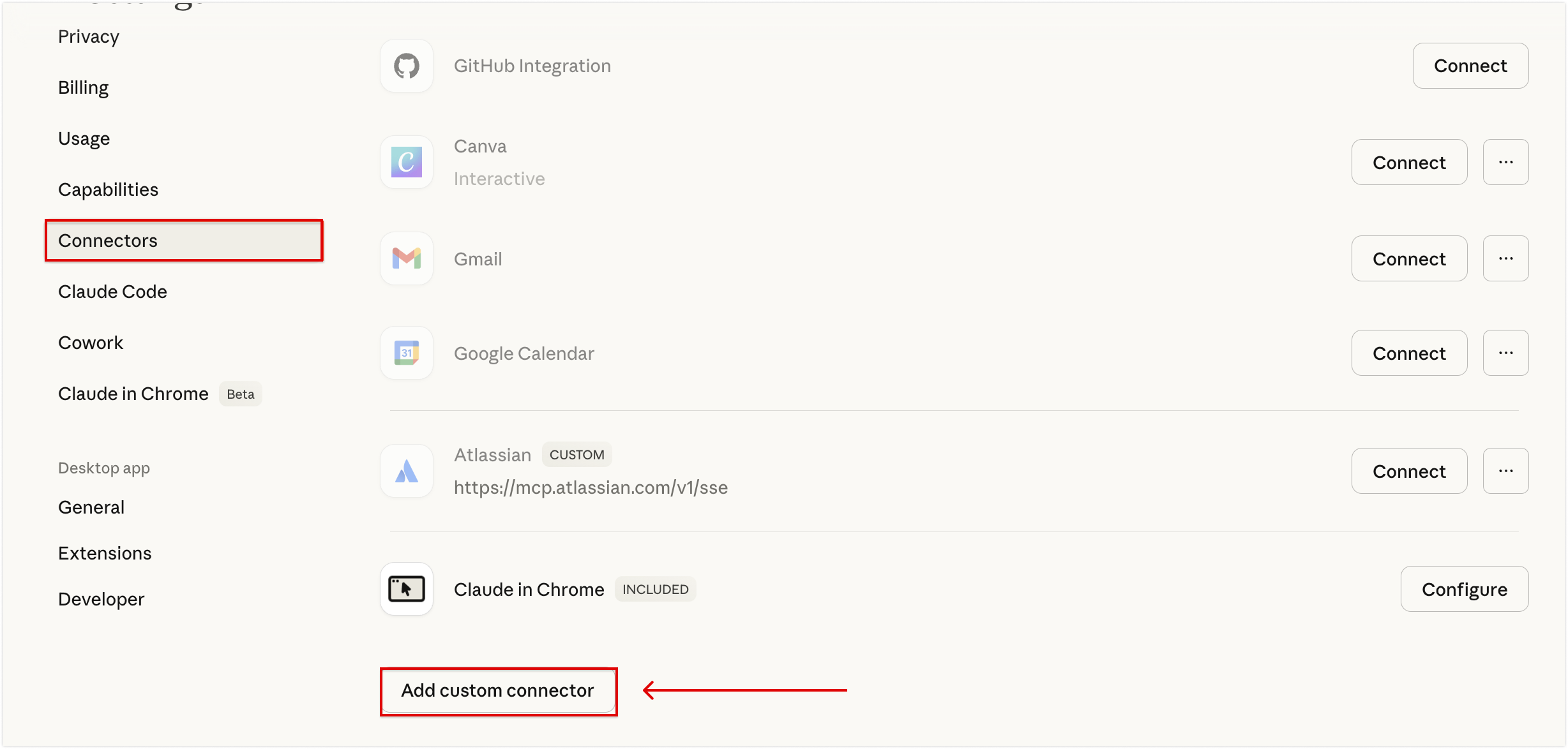 Add custom connector under Connectors
