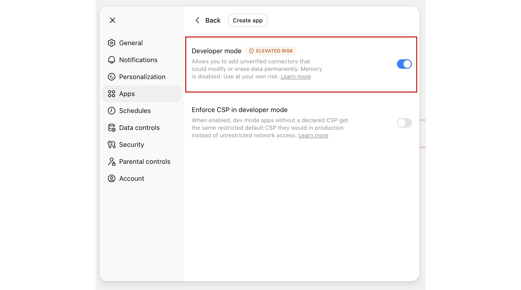 Enabling developer mode for ChatGPT