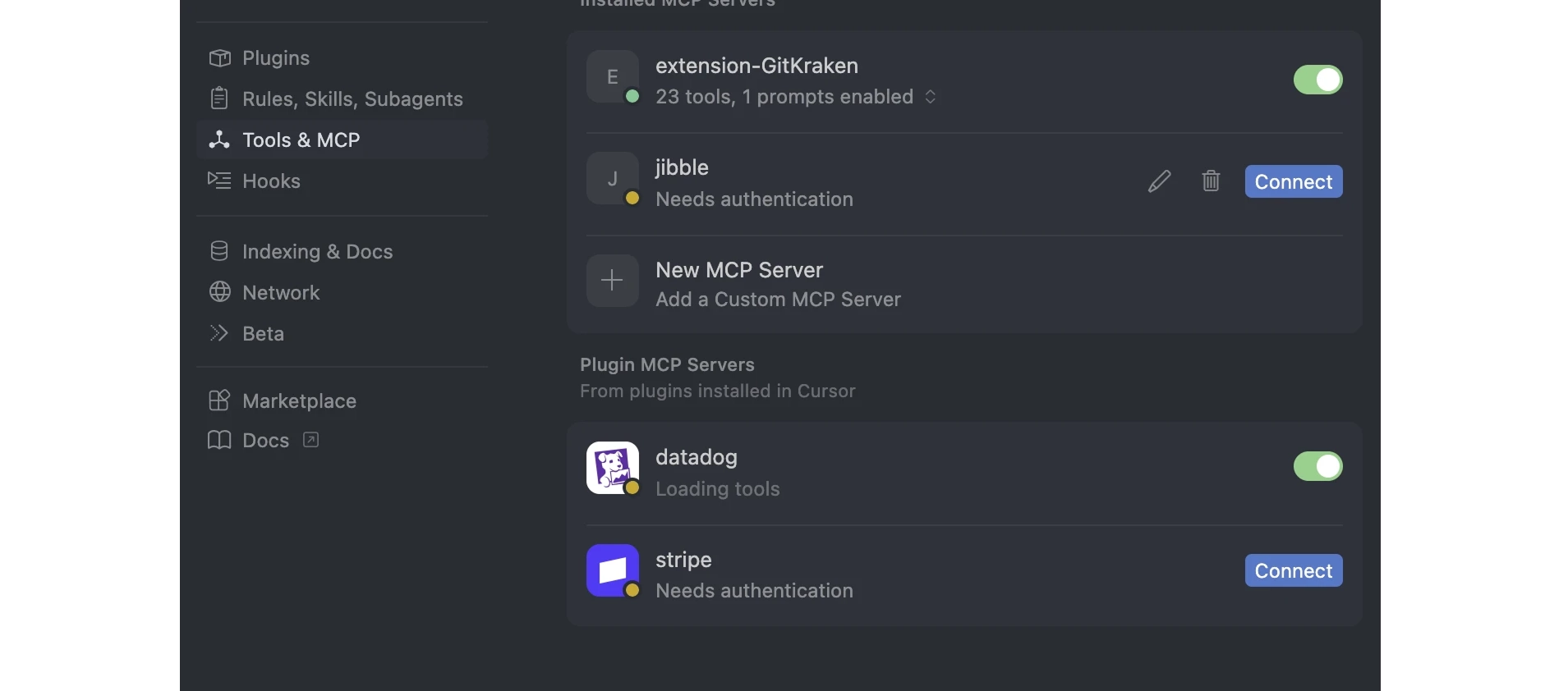 Connect button on the Jibble MCP Connection