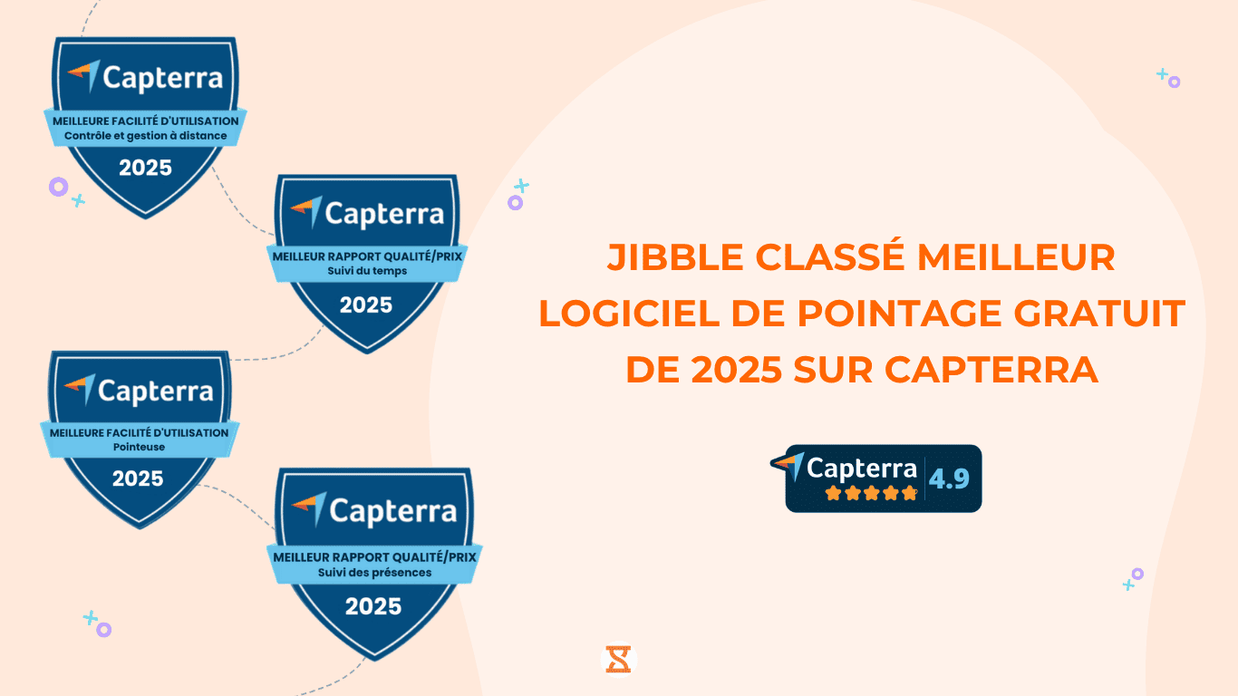 Jibble classé meilleur logiciel gratuit de pointage horaire de 2025 par Capterra