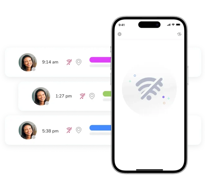 Jibble tidrapporteringsapp som registrerar incheckning offline utan internetanslutning på mobil