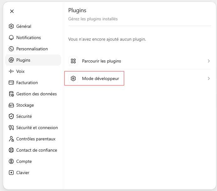 Activation du mode développeur dans ChatGPT pour Jibble MCP