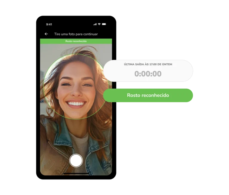 Reconhecimento facial usado em telefones celulares para verificar a presença