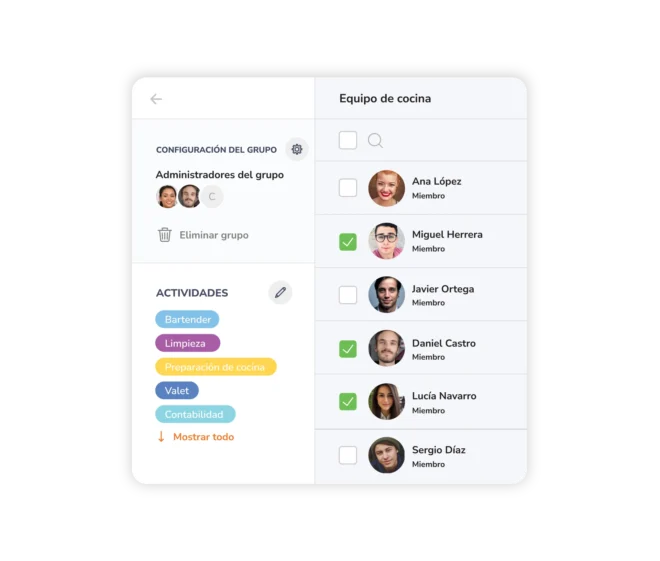 Organización de los empleados en equipos y grupos en el software de control horario Jibble