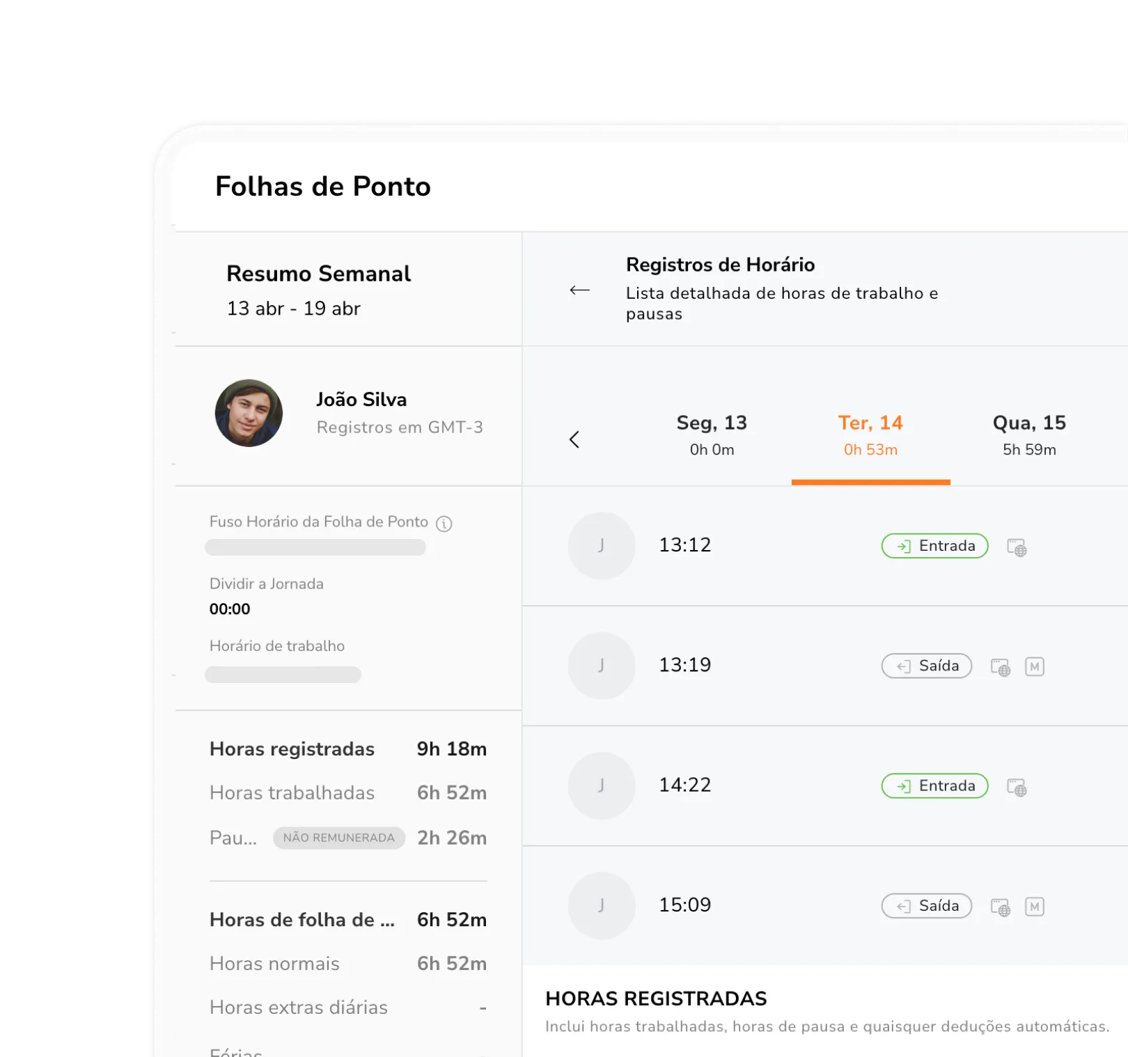 Folhas de ponto