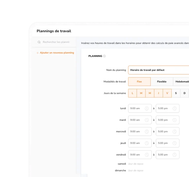 Création de plannings de travail sur un logiciel de suivi du temps