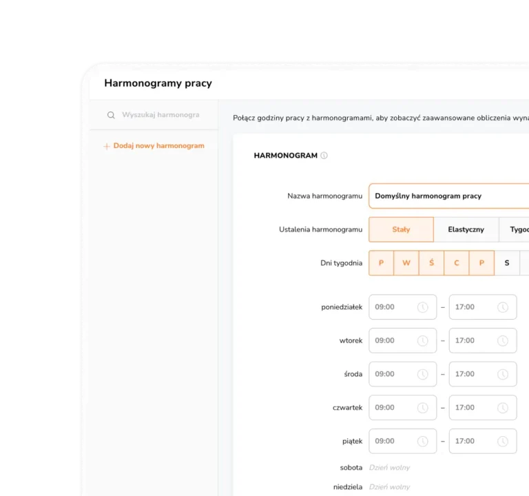 Tworzenie grafików pracy w oprogramowaniu do rejestracji czasu