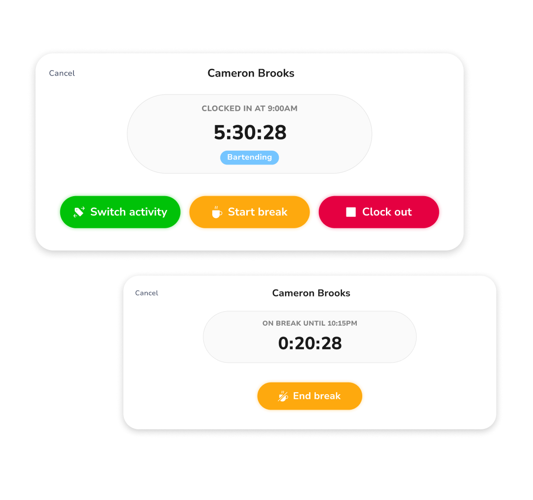 Jibble clock in dashboard