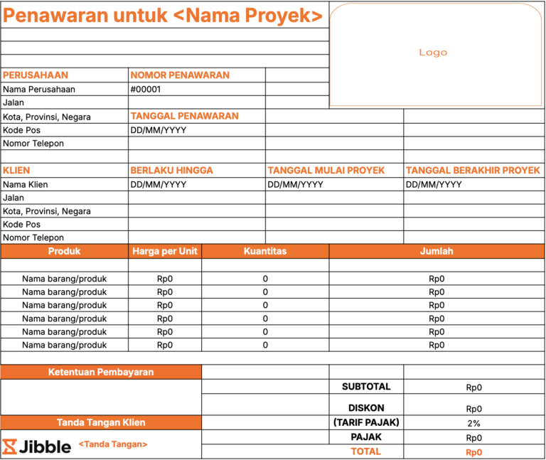 contoh surat penawaran harga barang dan jasa