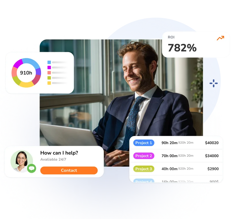 Manager reviewing employee time tracking reports and attendance data in Jibble