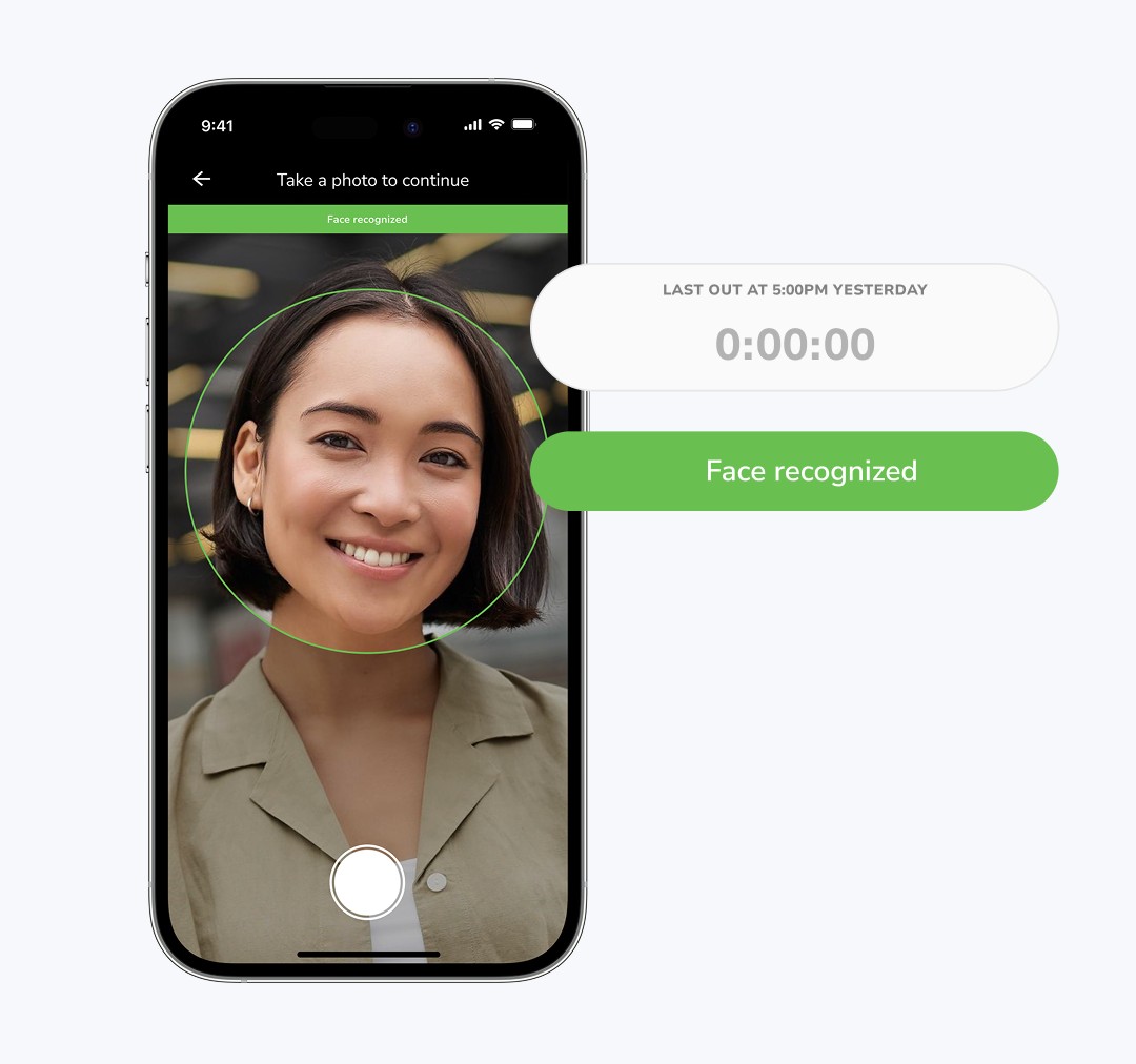 Facial recognition preventing buddy punching at employee clock-in