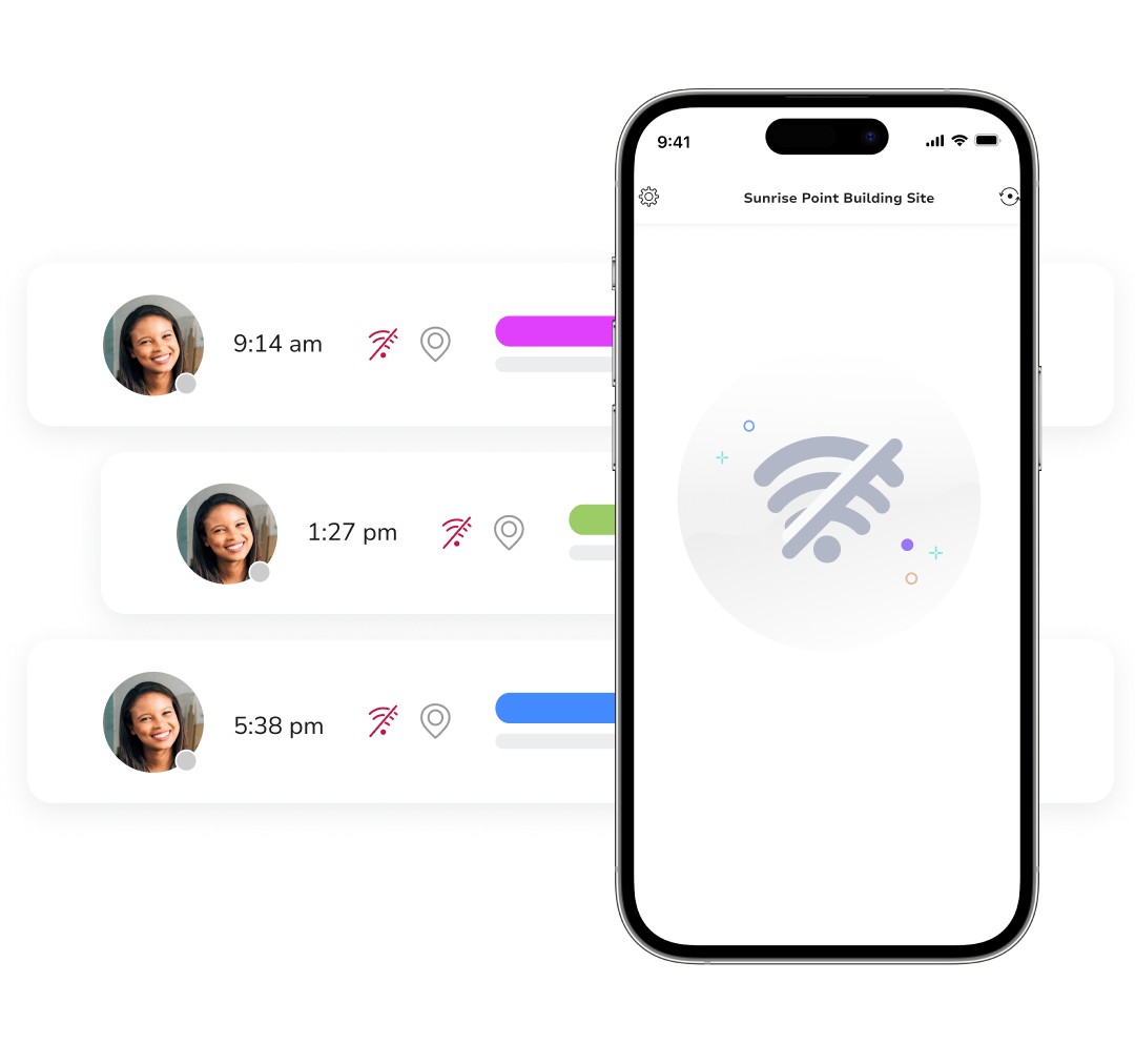 Jibble time tracking app recording clock-in offline with no internet connection on mobile