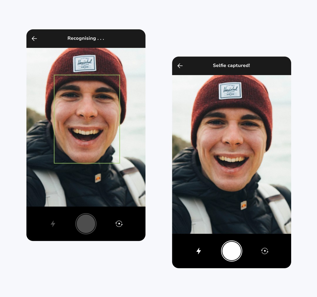 Selfie verification captured at clock-in to confirm employee identity
