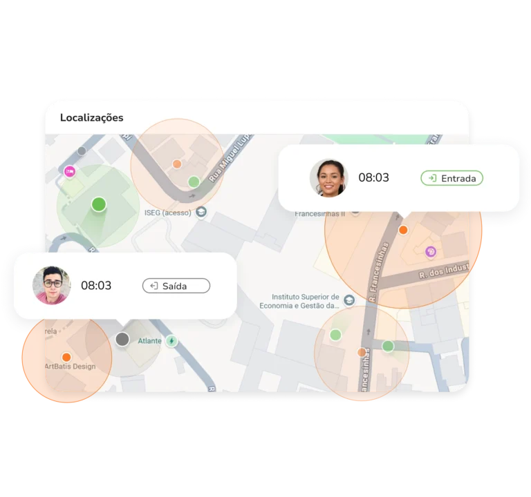 Software de controle de ponto com cercas virtuais para restringir registros a locais autorizados