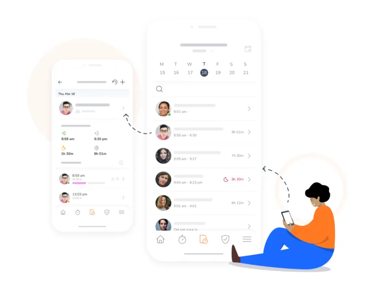 Urenstaatoverzicht op de mobiele app