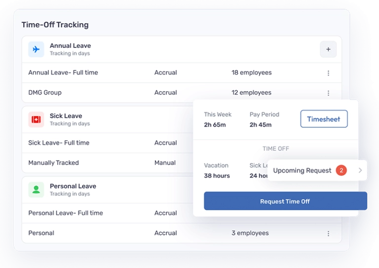image of buddy punch leave tracking dashboard