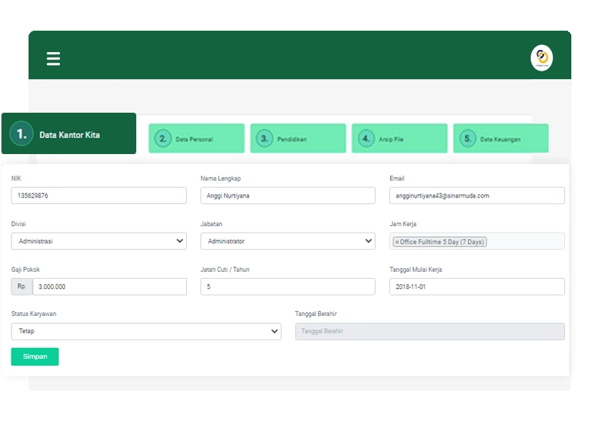 Mengelola database perusahaan dari dashboard admin Kantor Kita