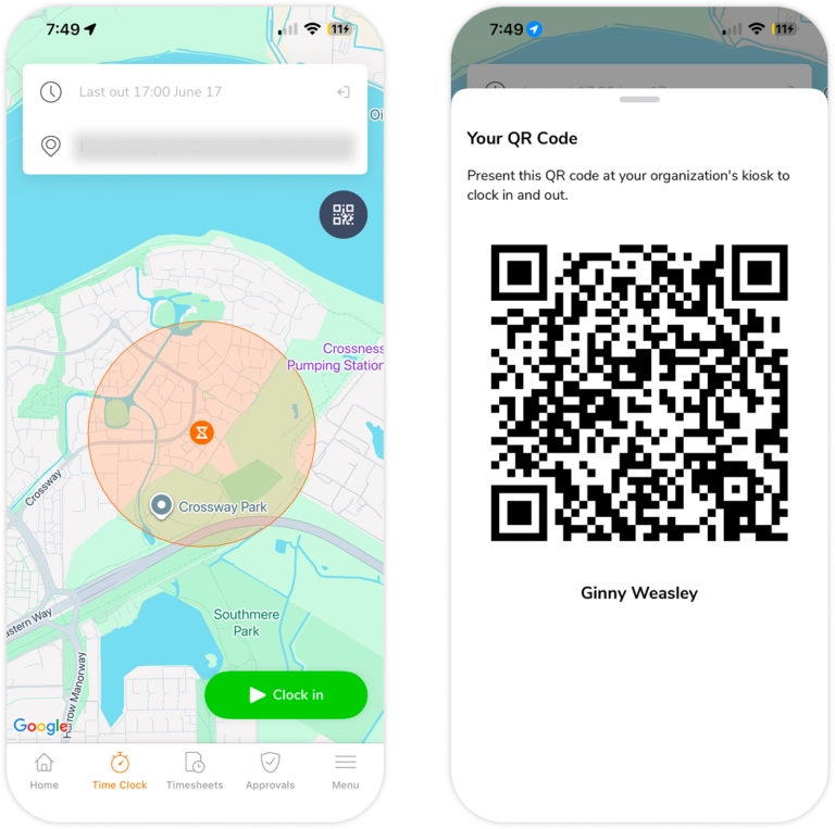 QR code on mobile app
