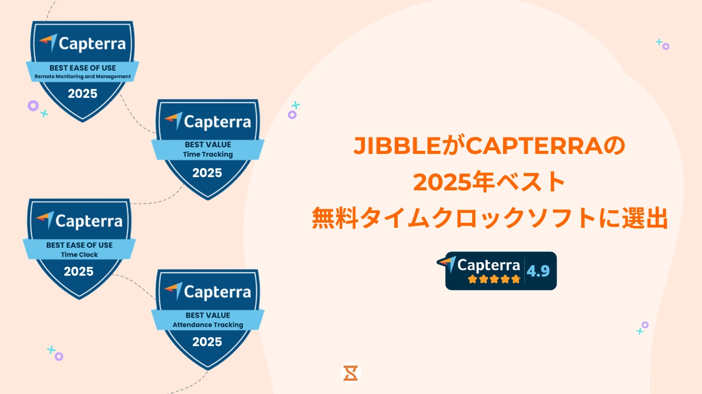 JibbleがCapterraの2025年ベスト無料タイムクロックソフトに選出