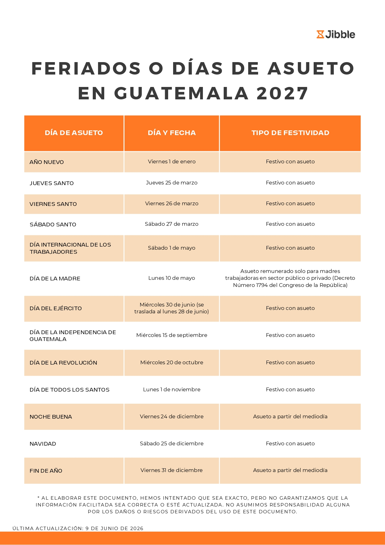 feriados en Guatemala en 2027