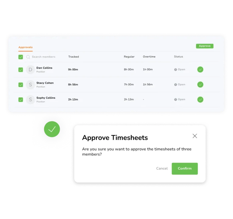 One-click timesheet approvals with edit history