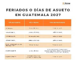 portada feriados en Guatemala en 2027