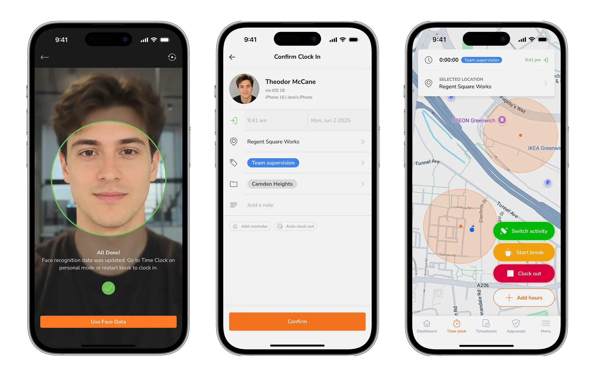 Jibble mobile attendance app showing employee clock-ins and attendance records