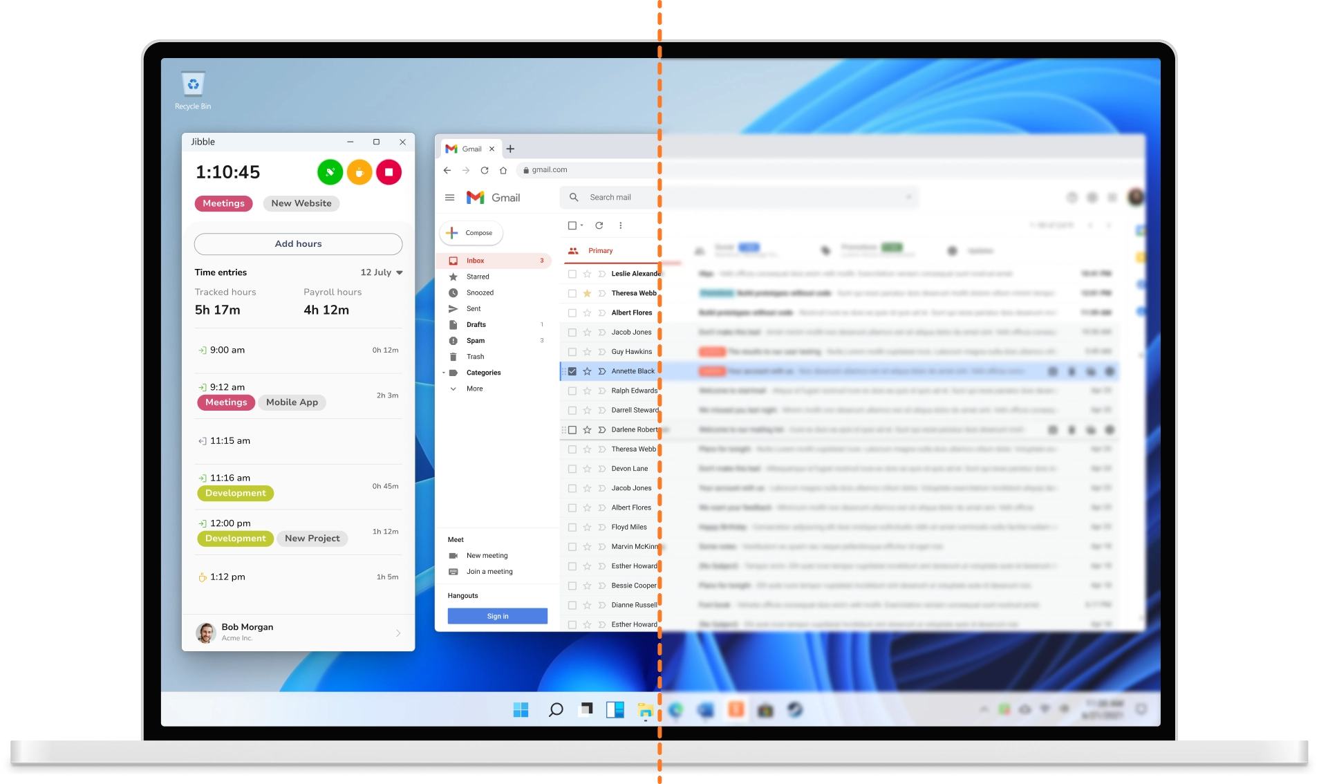 Optional periodic screenshots captured on a Windows laptop while the timer runs