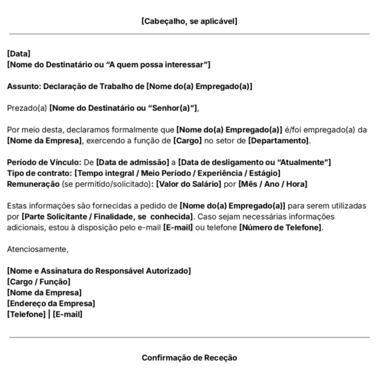 ícone do modelo de declaração de trabalho