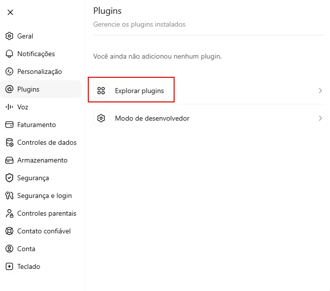 Explorar plugins no ChatGPT