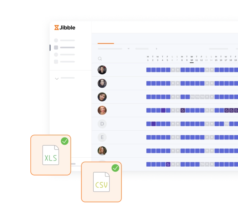 Export timesheets to XLS or CSV