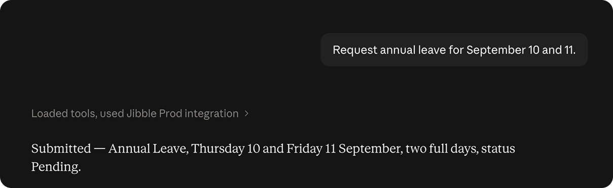 Requesting annual leave via Claude
