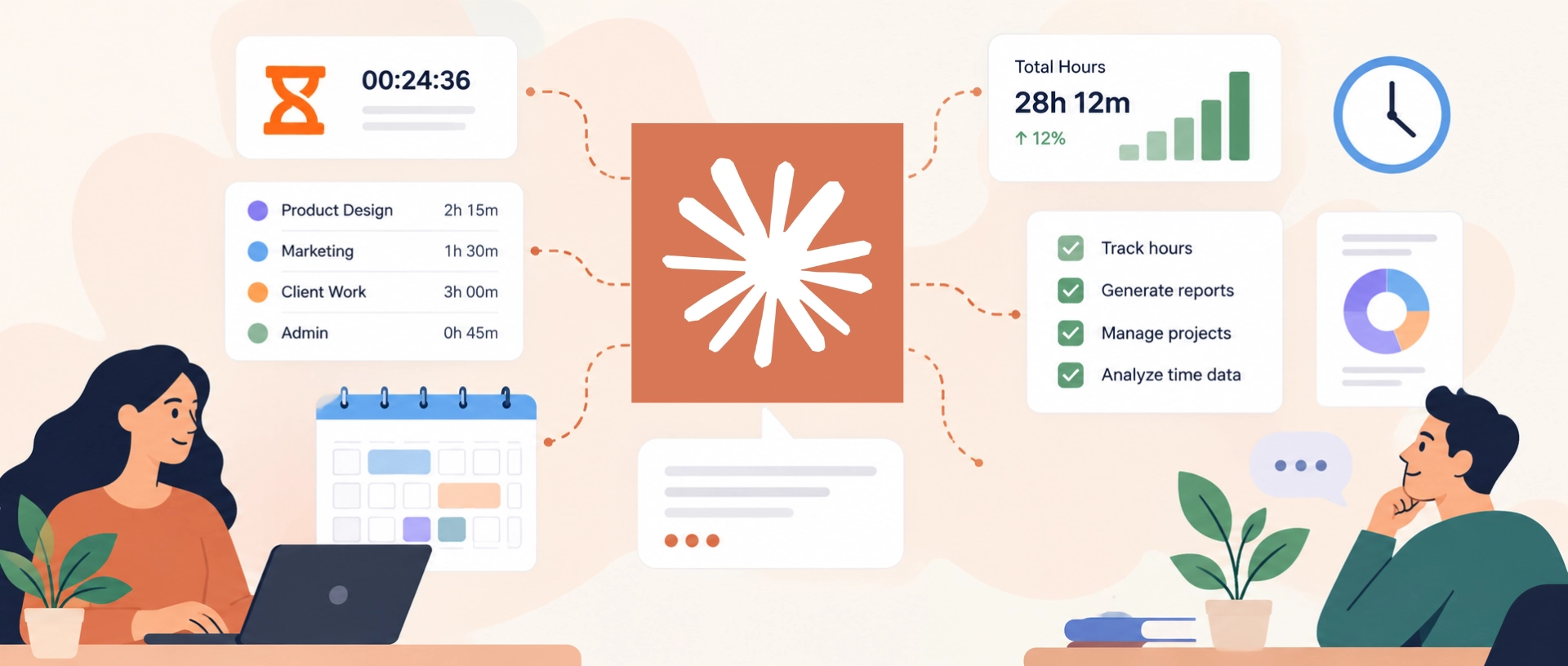 shows how time tracking software can be used in AI tools like Claude
