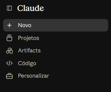 Clicar em Personalizar no menu à esquerda no Claude