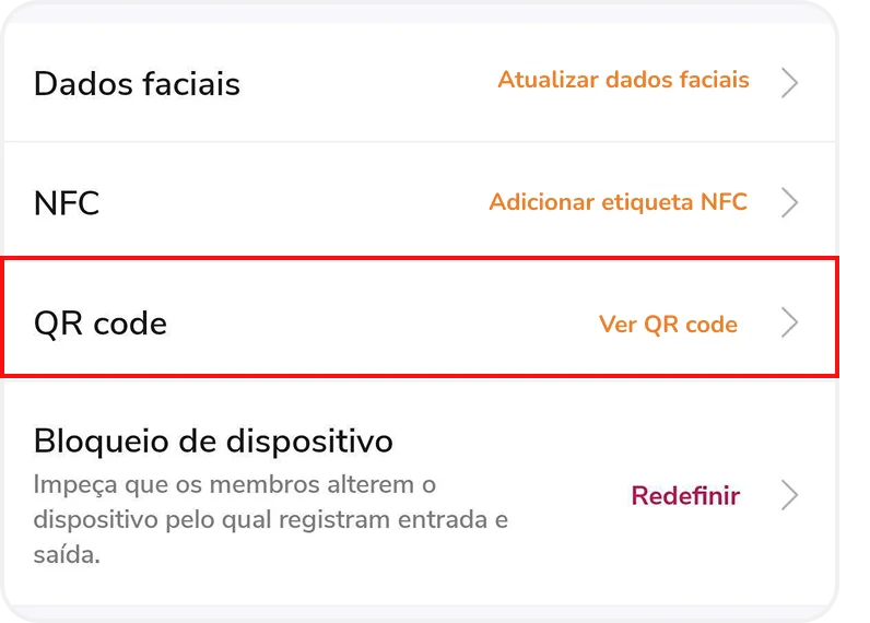 Acessando o QR code no aplicativo móvel do Jibble